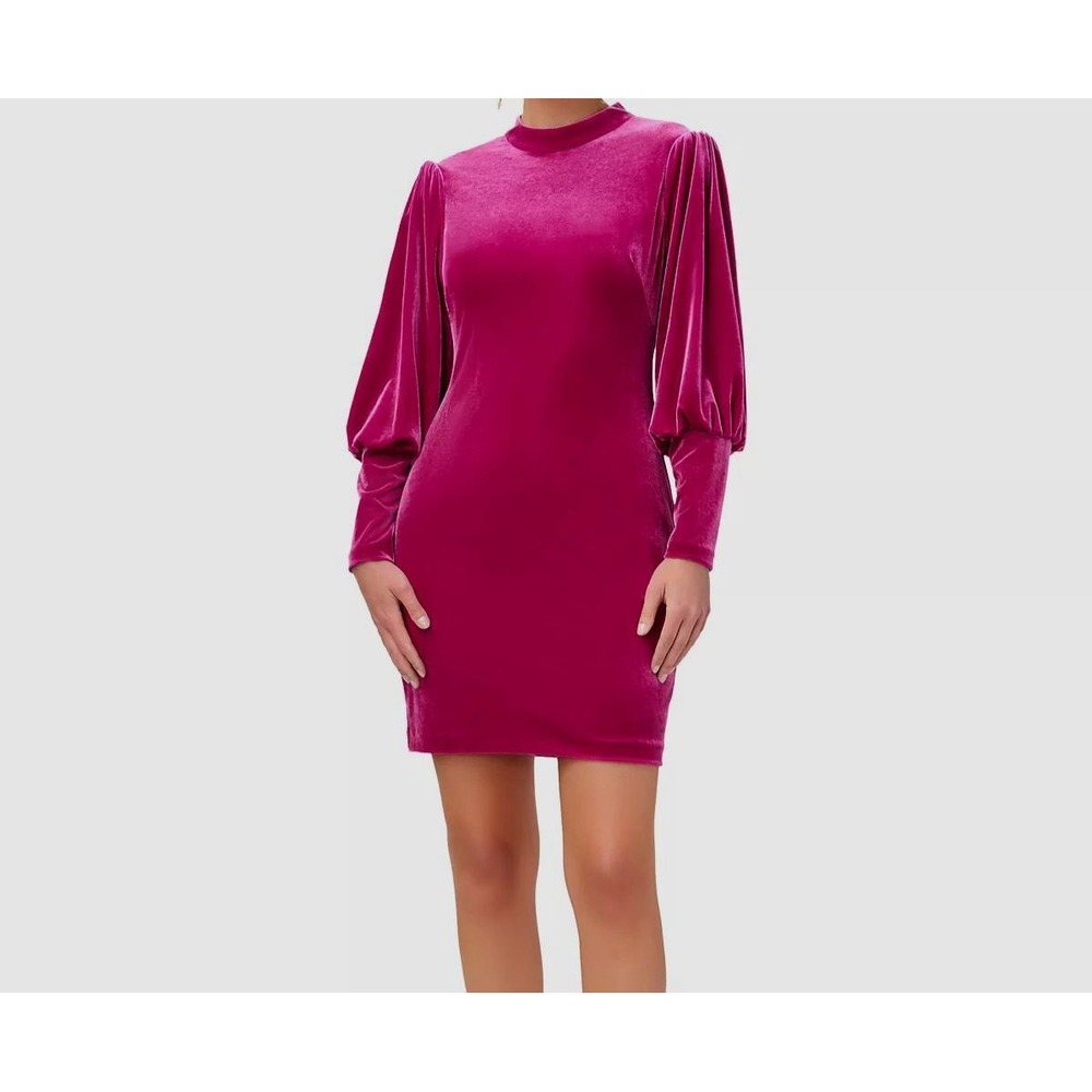 Aidan Mattox Velvet Party‎ Dress Fuchsia Pink Cocktail Long Sleeve NWOT SIZE 10